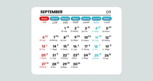 Kalender September 2026: Daftar Tanggal Merah dan Hari Peringatan Penting